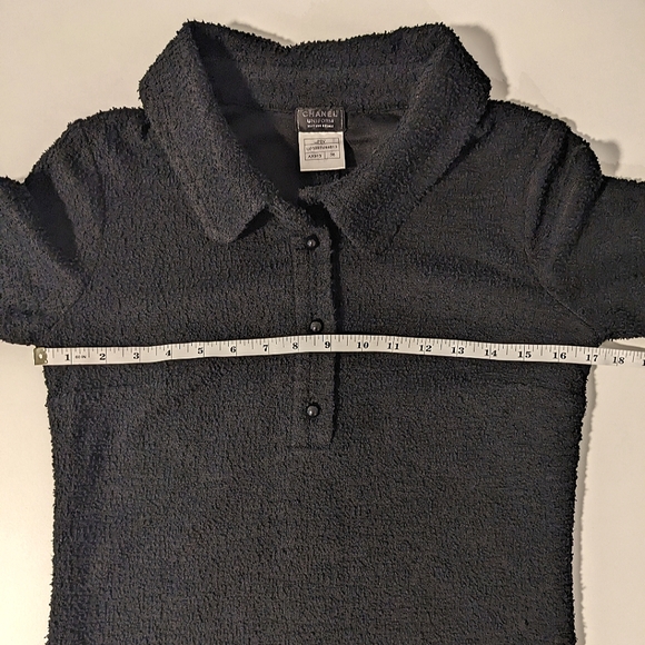 CHANEL Uniform Classic Bouclé Button-front Collared 3/4 Sleeve Top | Black - Picture 9 of 14